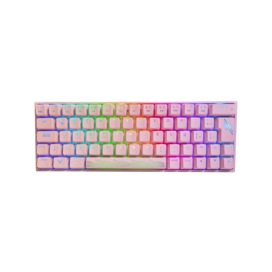Teclado mecánico inalámbrico rosado KAI 60% con retroiluminación RGB