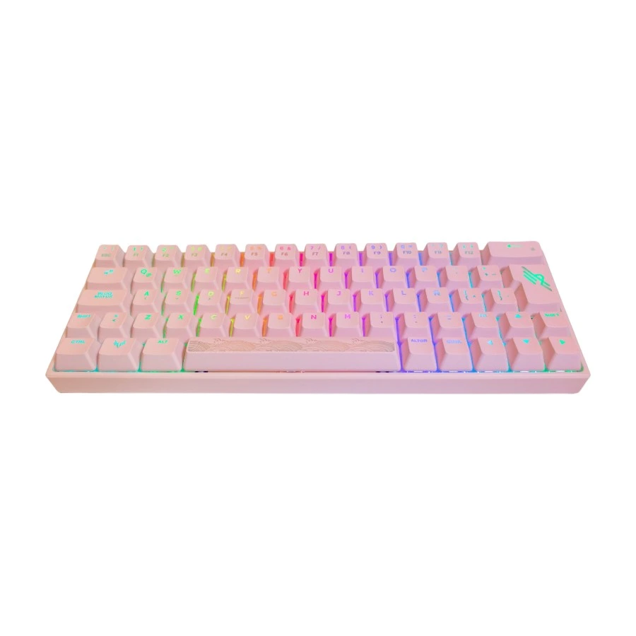 Teclado mecánico inalámbrico rosado KAI 60% con retroiluminación RGB en gradiente