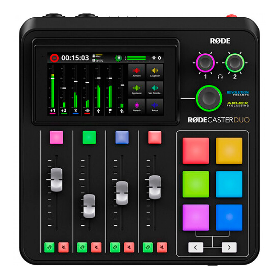 RØDECaster Duo mezclador digital compacto para podcast y streaming con pantalla táctil