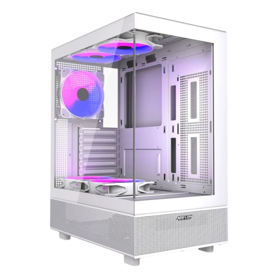 PC Gamer blanco con Ryzen 5 5500 RTX 3050 6GB y gabinete vidrio templado con ventiladores RGB