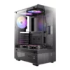 Gabinete gaming Antec negro con panel lateral de vidrio templado y ventiladores ARGB