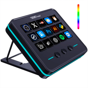 Stream controller VSDinside M18 con soporte ergonómico ajustable y anillo de luz RGB