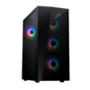 Gabinete gamer negro XPG Starker Air en perspectiva con panel frontal de malla MESH e iluminación ARGB.